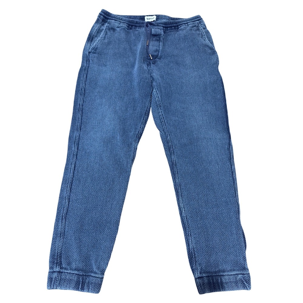 Taylor Stitch Mens Apres Pant Indigo Waffle Knit Jogger Blue Drawstring Lounge